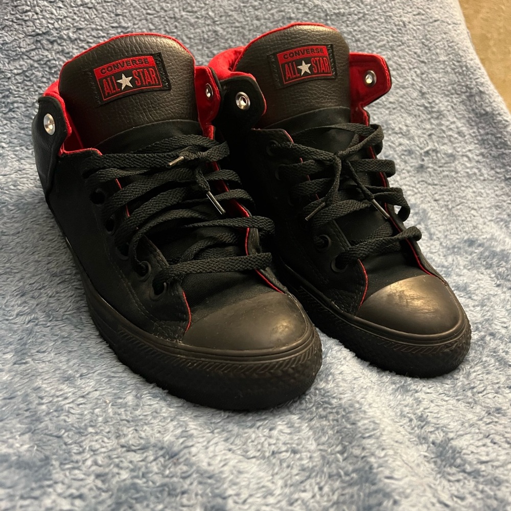 Converse Red and Black mid tops